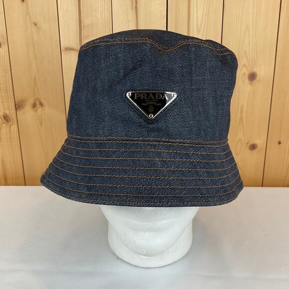 Prada Denim Bucket Hat, Blue - Size L - Picture 1 of 8
